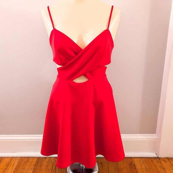 Forever 21 Crisscross Cutout A-Line Red Dress - Picture 1 of 3